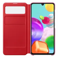 SAMSUNG OSAM-EF-EA415PWEG Galaxy A41 s-view wallet cover fehér piros műanyag tok oldalra nyíló rejtett zseb mini ablak érzékelő #4