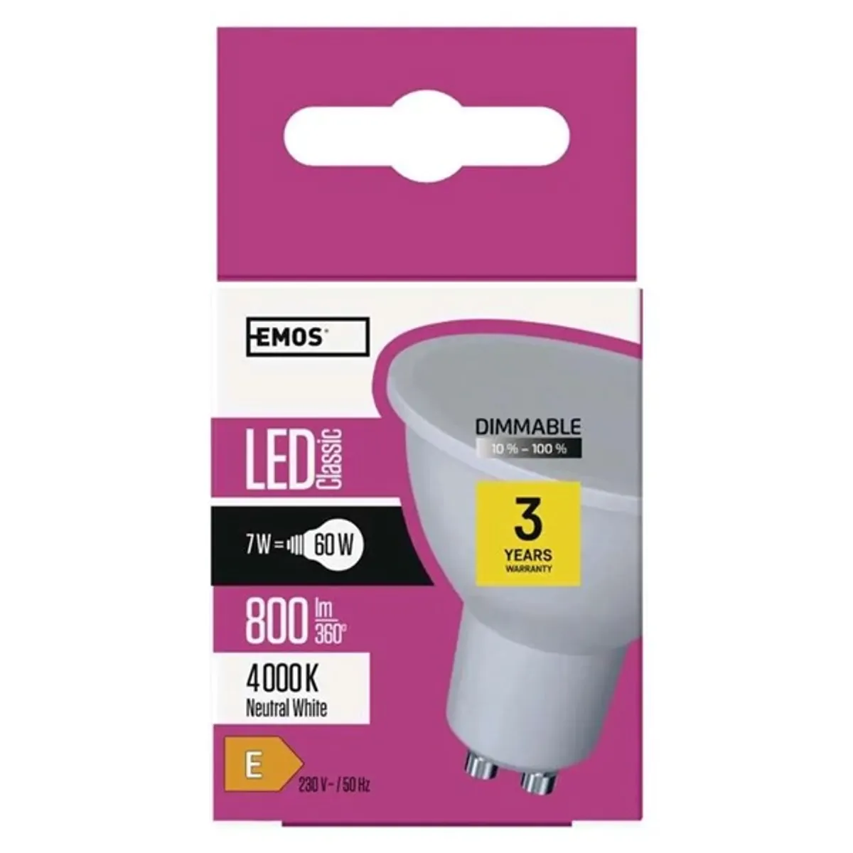 EMOS ZQ8255D LED izzó GU10 7W 800 lm 4000 K természetes fehér dimmelhető #2