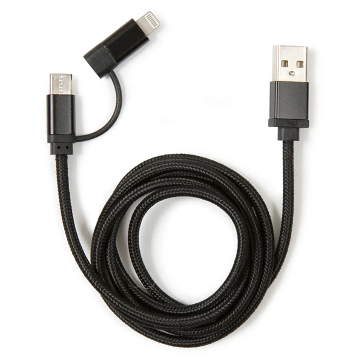 Kikkerland US237-BK 2 az 1-ben USB-C és Lightning töltőkábel 100 cm Fekete #1