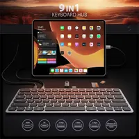 AXAGON HMC-KB-HU billentyűzet hub 9in1 USB-C;HDMI;SD/microSD;3x USB-A;PD 100W;60 cm;magyar elrendezés;alumínium #2