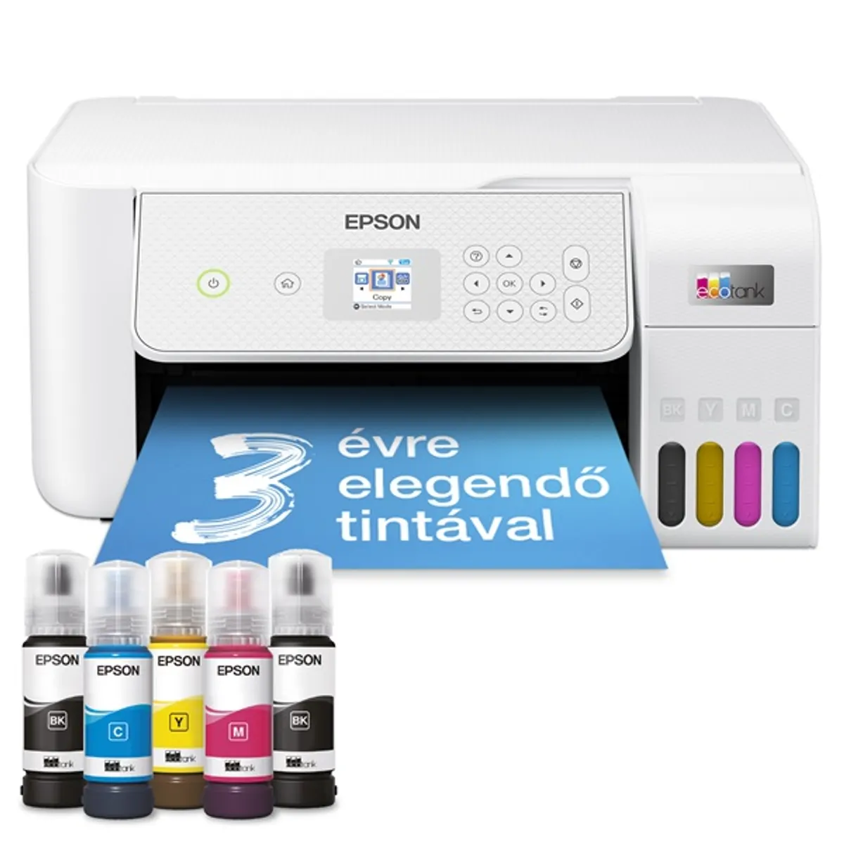 Epson C11CJ66427 EcoTank L3286 fehér színes multifunkciós tintasugaras, WiFi, USB 2.0, ePrint, eFax, Web, A4, bemeneti 100 lap, kimeneti 30 lap #2