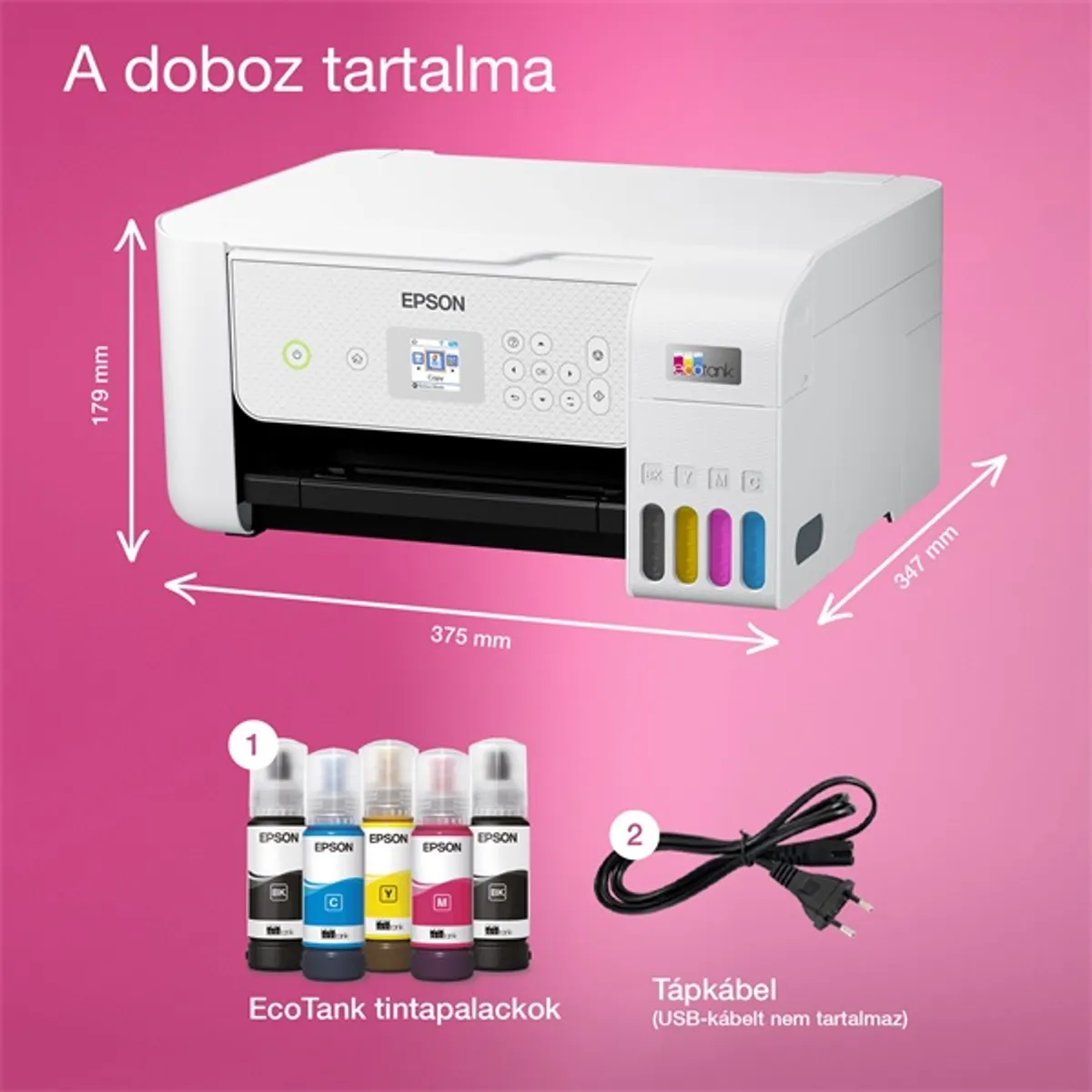 Epson C11CJ66427 EcoTank L3286 fehér színes multifunkciós tintasugaras, WiFi, USB 2.0, ePrint, eFax, Web, A4, bemeneti 100 lap, kimeneti 30 lap #5