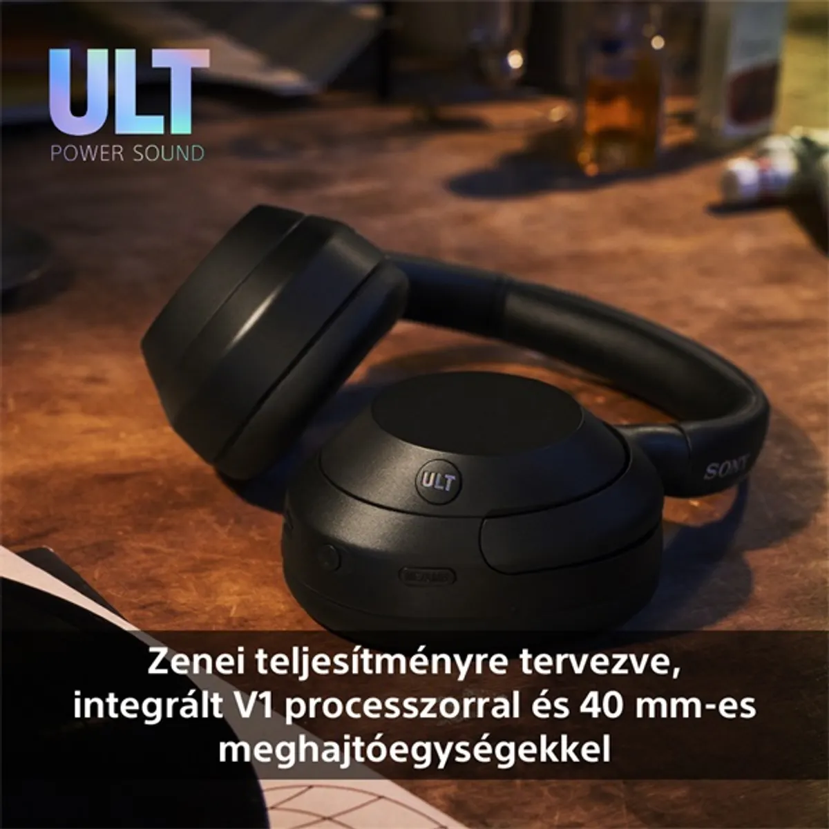 Sony WHULT900NB.CE7 ULT WEAR 40 mm hangszóró, zajszűrő, Bluetooth, multipoint, 30 óra üzemidő, fekete #3