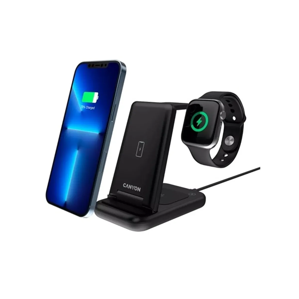 Canyon CNS-WCS304B WS-304 3in-1 vezeték nélküli töltő 15W univerzális USB-C 1.2m asztali állvány #6
