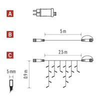 Emos D1CC03 jégcsap fényfüzér 2,5 m 100LED IP44 LED 12W hideg fehér időzítő kültéri beltéri #9