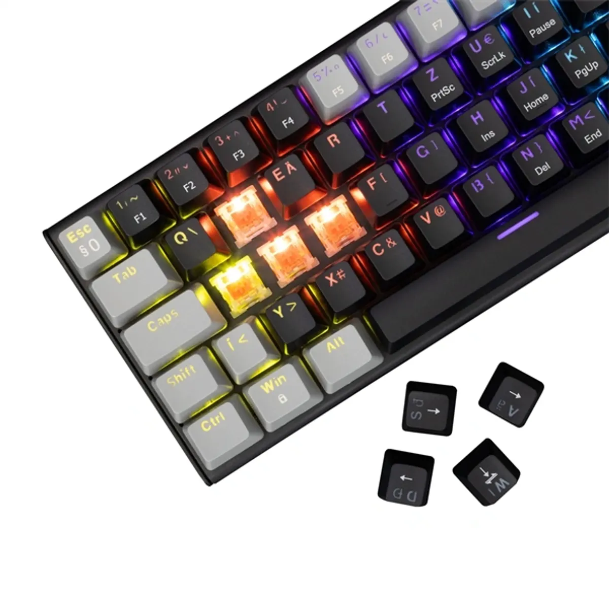 White Shark WS GK-002123V2-B-G/BL-HU Wakizashi 2 fekete-szürke mechanikus USB 64 kék kapcsoló RGB háttérvilágítás #4
