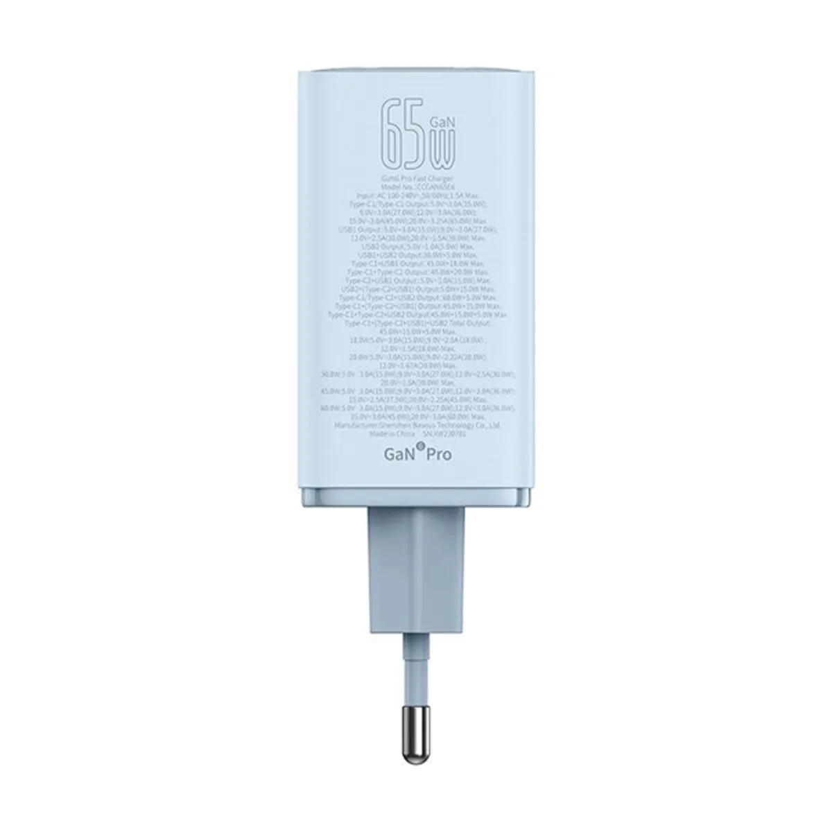 Baseus P10162701313-00 GaN6 Pro gyorstöltő 2x USB-C 2x USB-A 65W 100-240V kék #7