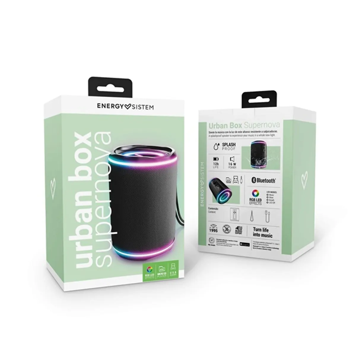 Energy Sistem EN 454938 Urban Box Supernova Bluetooth hangszóró 16 W IPX4 12 óra 20 m USB Type C RGB LED hordozható #9