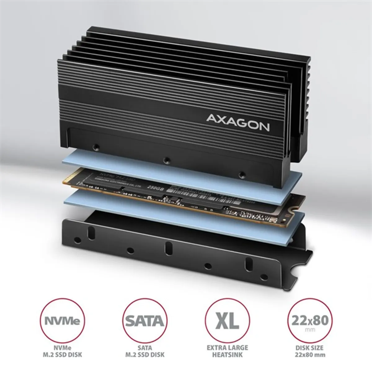AXAGON CLR-M2XL ALU M.2 22x80 hűtő NVMe és SATA #2