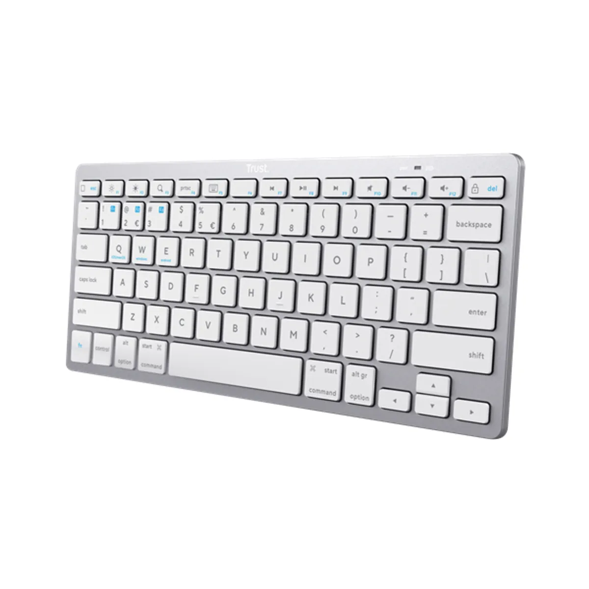 Trust 24651 Basics bluetooth billentyűzet fehér US 2xAAA ultravékony bekapcsoló 12 multimédiás gomb #1