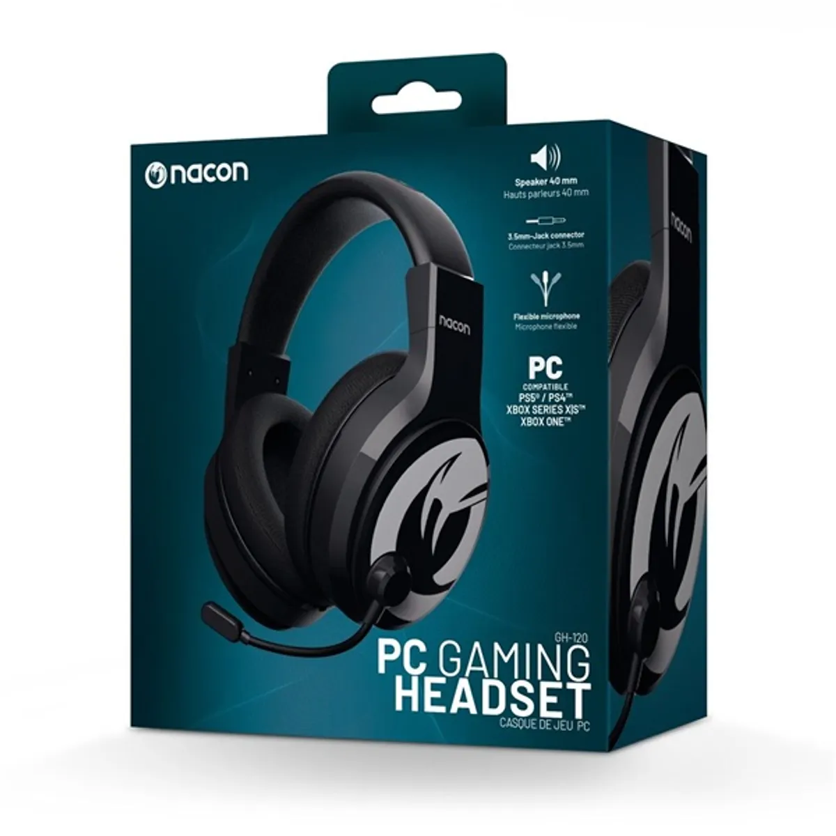 NACON 2809131 GH-120 fekete fejhallgató vezetékes 40 mm 3,5 mm jack 220 cm PS4 PS5 PC Xbox One Xbox Series X S mobil balos mikrofon #2