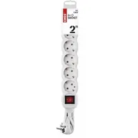 Emos P1622 hosszabbító 6 aljzat 2 m kapcsoló 250 V 10 A 2300 W fehér 1 mm2 H05VV-F3G gyerekzár műanyag akasztható #2