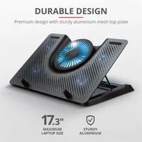 Trust 23581 laptop hűtőpad alumínium fekete 5 db 50 mm ventilátor