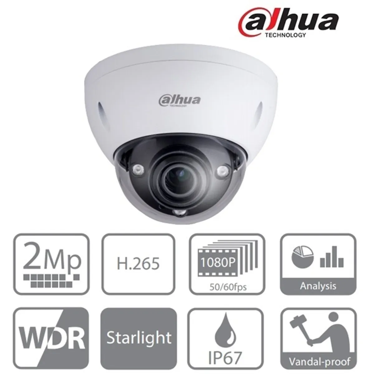 Dahua IPC-HDBW8232E-ZEH IPC-HDBW8232E 2MP dome kamera IP67 IK10 PoE motoros zoom 50m IR MicroSD H265 WDR DayNight ICR 104° #1