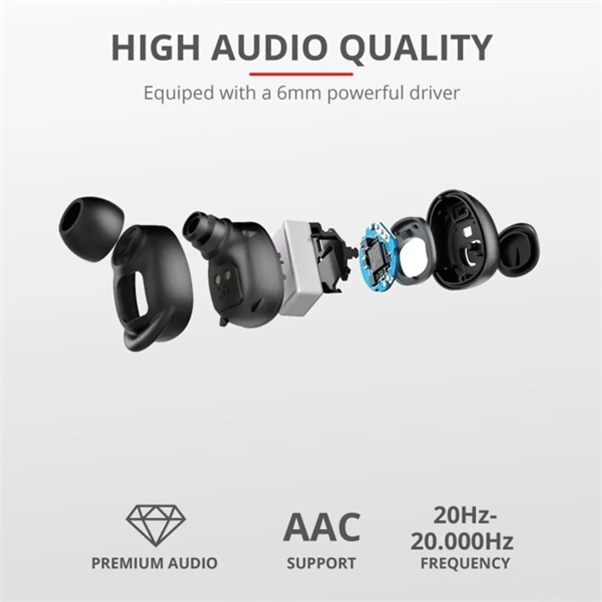 Trust 23256 Duet XP fülhallgató fekete Bluetooth IPX5 4 óra #5