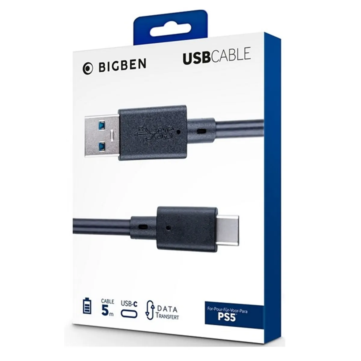BigBen 2807139 PS5 USB kábel Alap szín Fekete Formátum USB-s Kábel hosszúság 500 cm Csatlakozó 1 USB Csatlakozó 2 USB-C #1