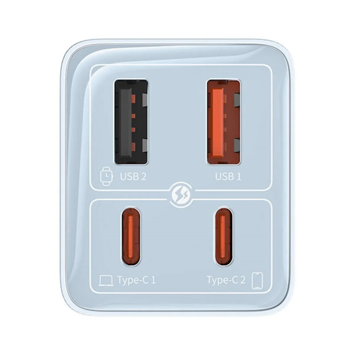 Baseus P10162701313-00 GaN6 Pro gyorstöltő 2x USB-C 2x USB-A 65W 100-240V kék #8