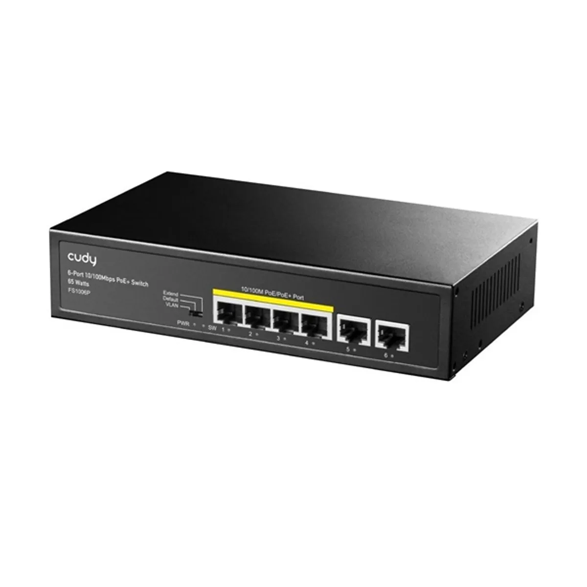 CUDY FS1006P 6-portos 10-100 Mbps PoE switch, fémház, 4 PoE port, VLAN támogatás, PoE max 60W, 1 PoE+ port, 2x uplink #2