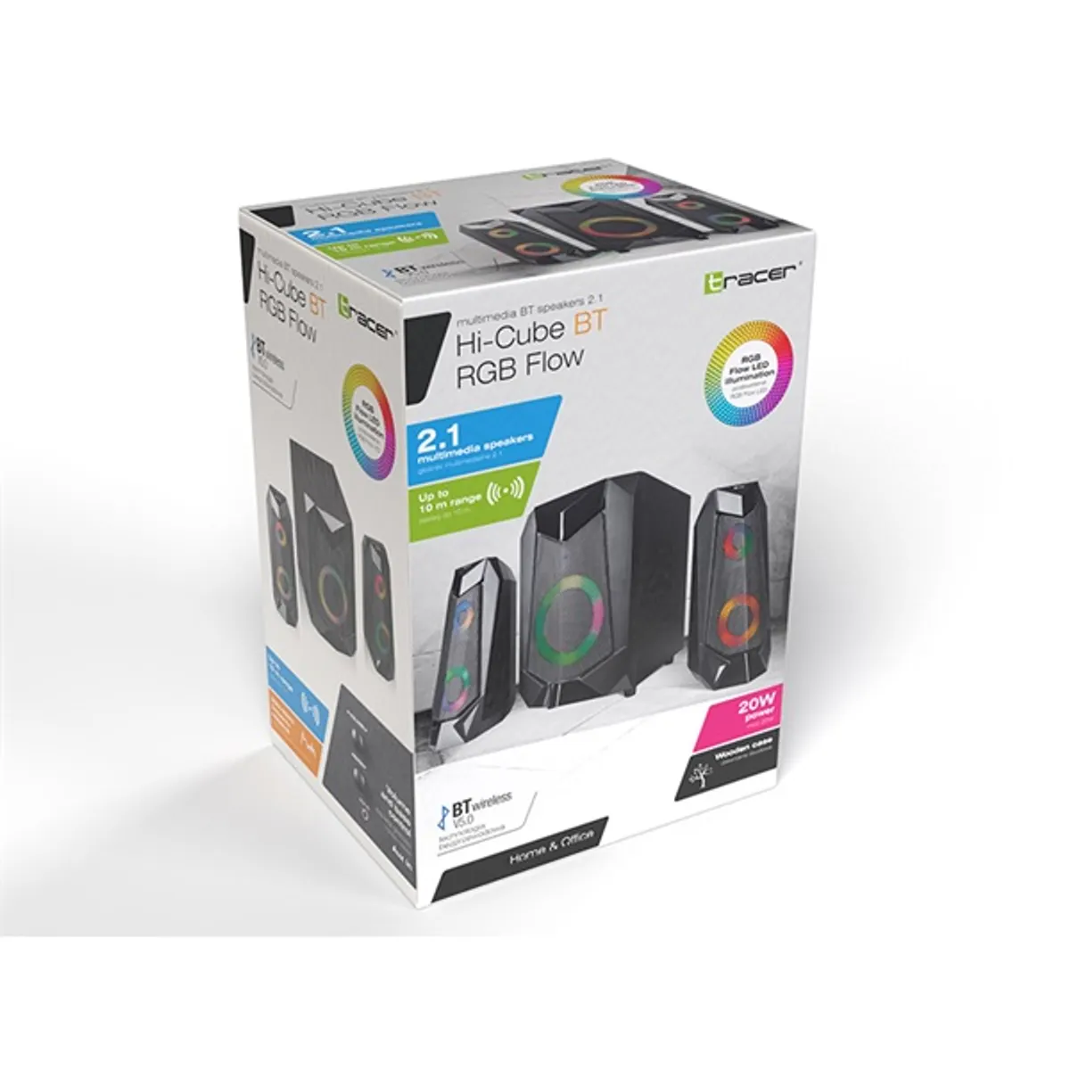TRACER TRAGLO46497 Hi-Cube 2.1 PC-s hangfalszett Fekete 20W Vezetékes és vezeték nélküli Bluetooth #5