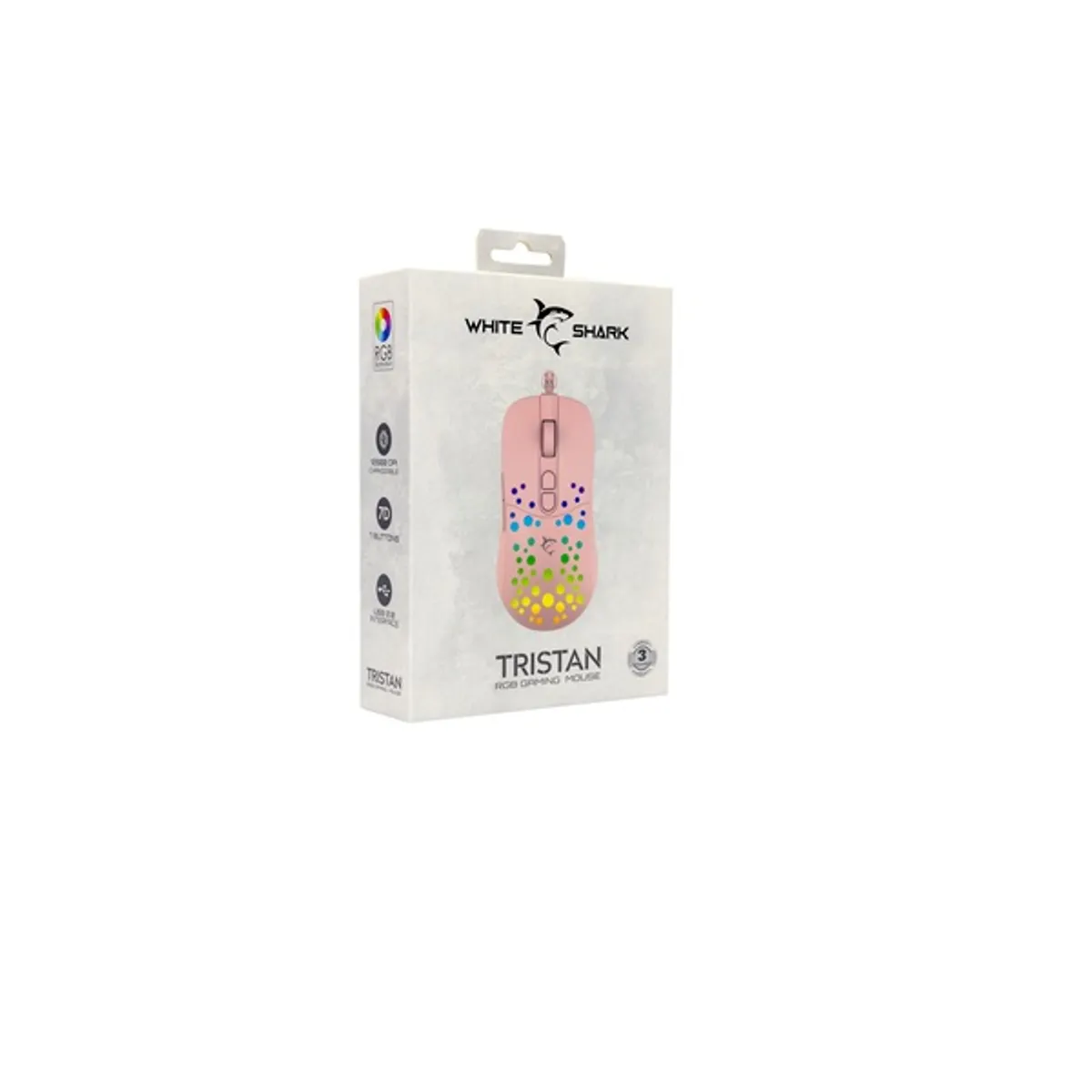White Shark WS GM-9004P Tristan 7 gombos optikai 12800 dpi USB wired RGB pink 1,8 m #7
