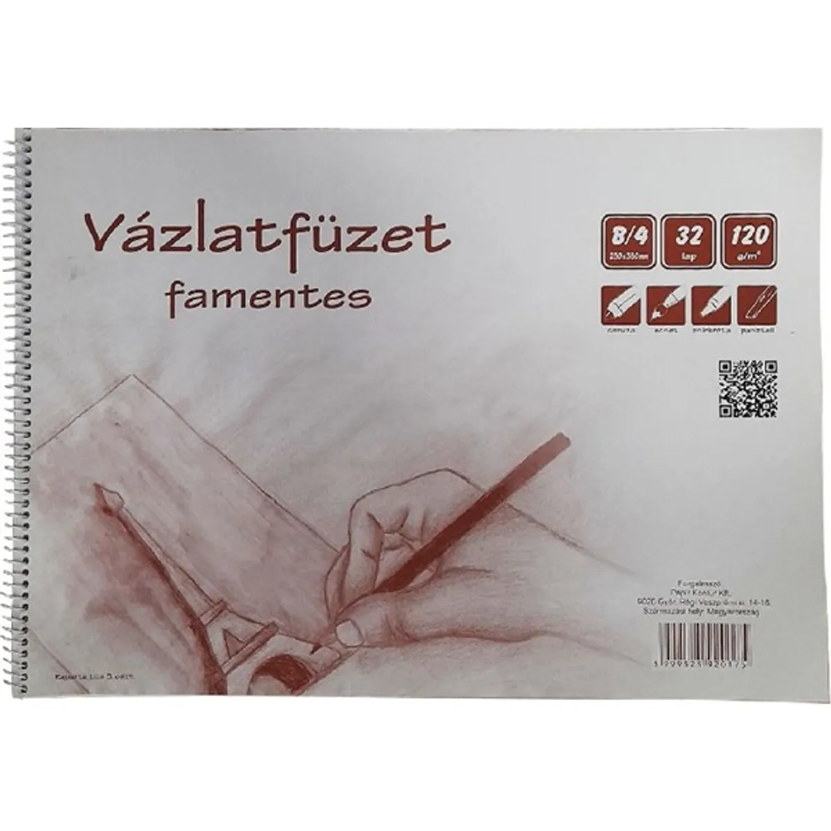 EGYEB BELFOLDI P1115-0031 B4 famentes vázlatfüzet fehér 32 lap spirál fekvő #2