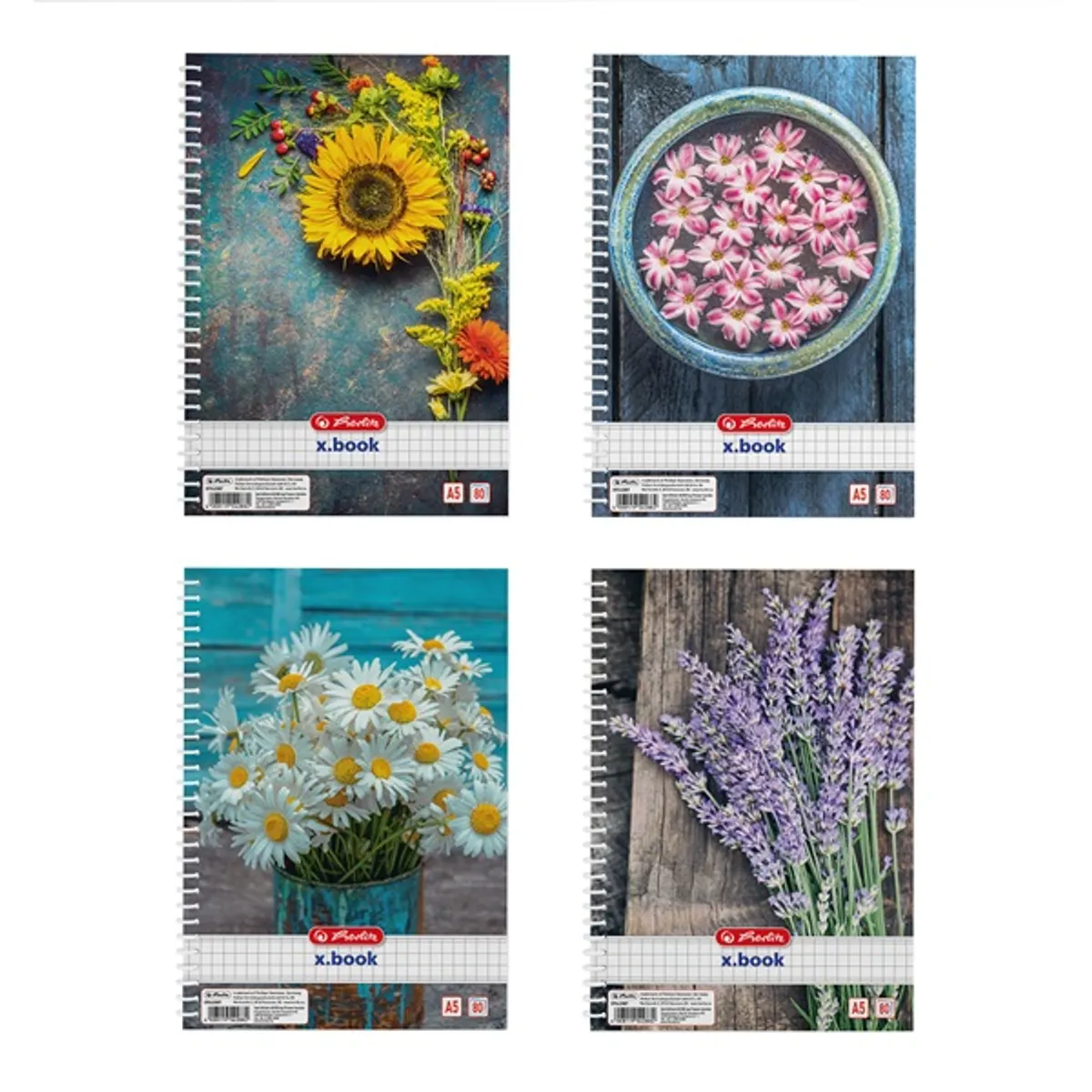 Herlitz 09549544 Flower A5 80lapos kockás spirálfüzet 70 g m2 famentes #1