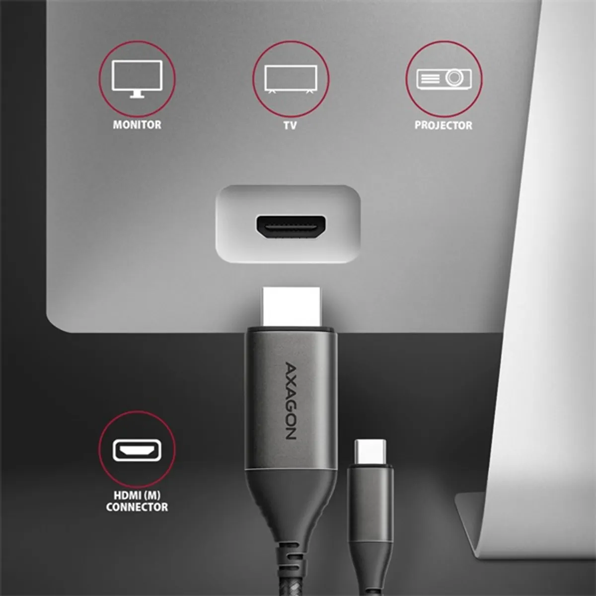 AXAGON RVC-HI2MC USB-C HDMI 2.0 kábel 180 cm fekete #4