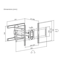 Stell 35061032 fali konzol acél fekete 60 kg forgatható billenthető kábelrendező 1 db 43"-100" Vesa 200x100-800x400 #9