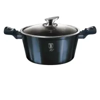 Berlinger Haus BH/7148 Metallic Line Aquamarine Edition 30cm lábas, kovácsolt alumínium, 3 rétegű márvány bevonat, turbo indukciós talp, üvegfedő