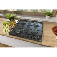 GORENJE 745400 GW641BFB 4 égő 1 wok égő, egykezes szikragyújtás, öntöttvas edénytartó rács, fekete, 60 cm szélesség, 52 cm mélység, 13 cm magasság #3
