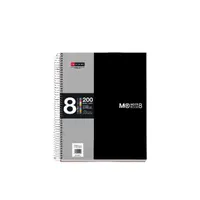 Miquelrius A15246287 Spirálfüzet a4 kockás fekete 8x25lapos 70 g per m2 regiszteres PP fedél lefűzhető