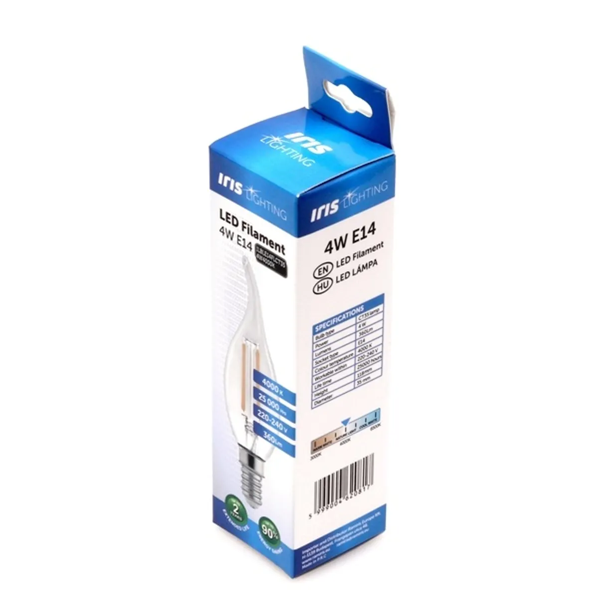 IRIS ILBLE14FLCT354W4000K Filament izzó Longtip E14 4W 360lm 4000K IP20 #2