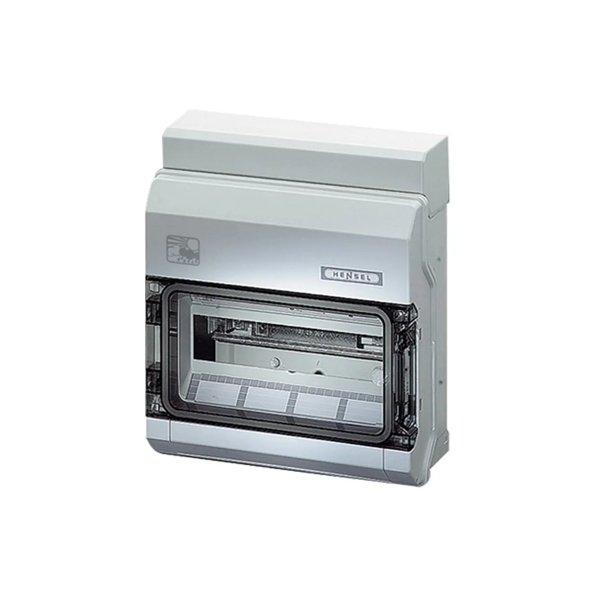 HENSEL 61001104 Időjárásálló KV-kiselosztó falon kívüli 1 sor 12 modul IP65 Műanyag ajtó #1