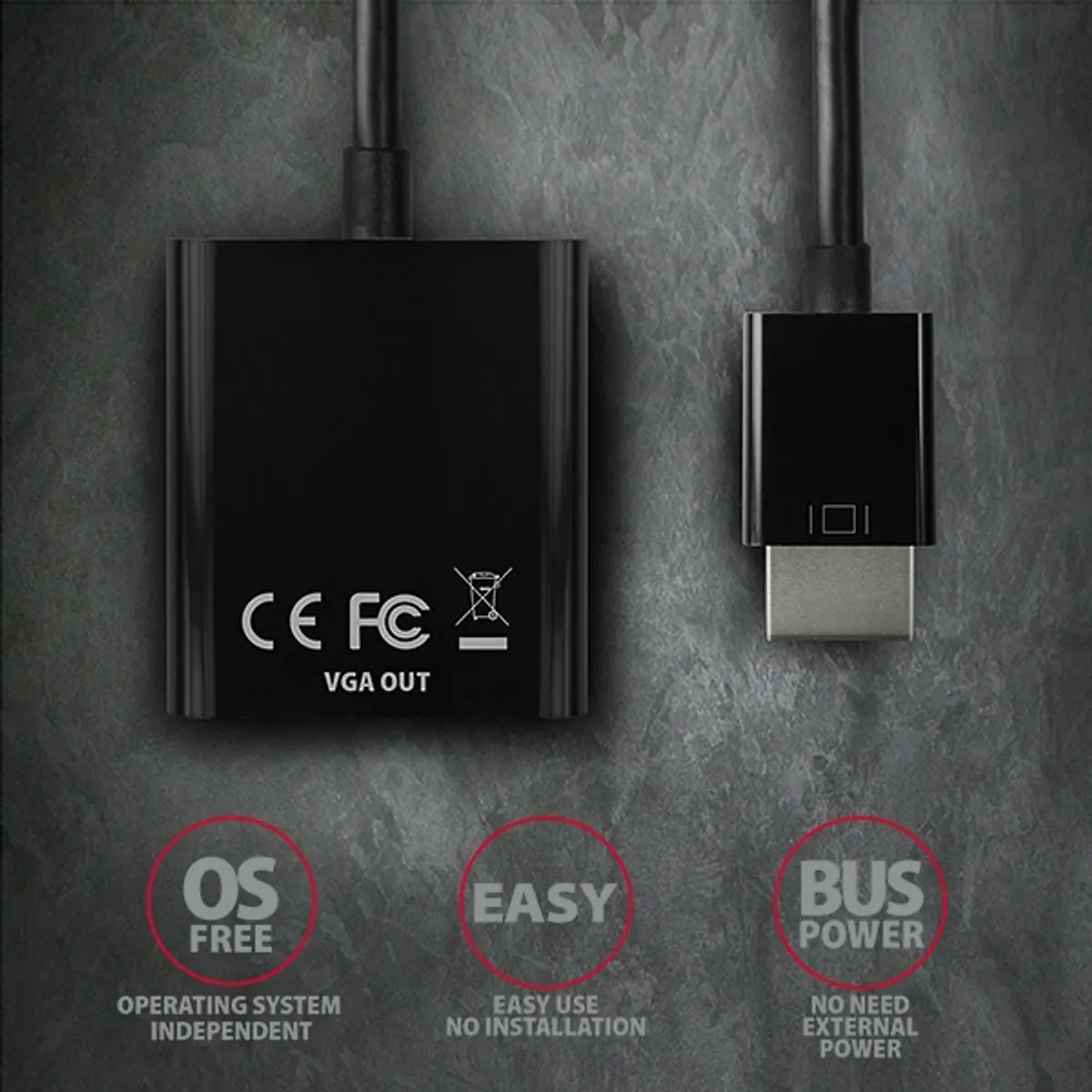 AXAGON RVH-VGN HDMI to VGA aktív adapter fekete 15 cm #6