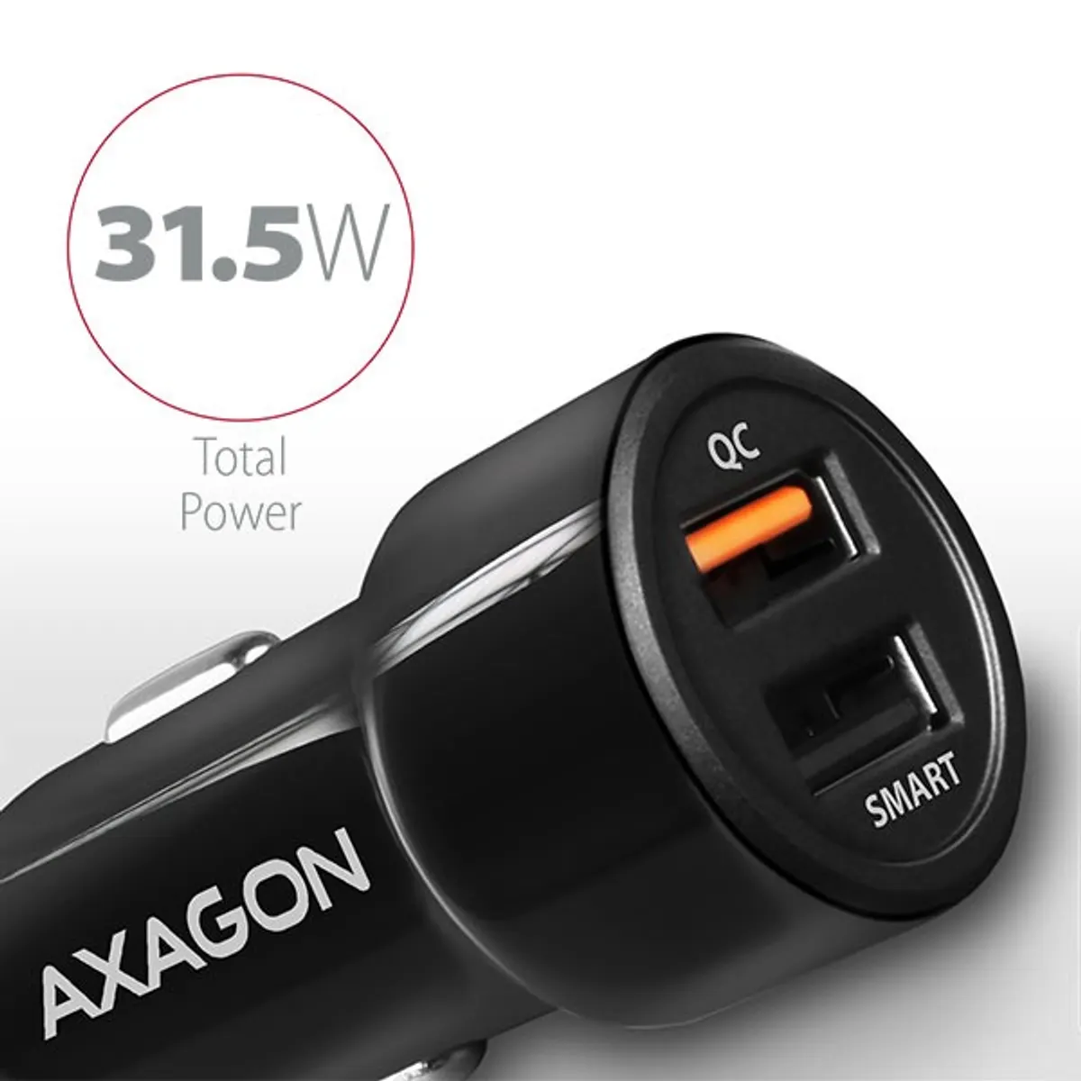 AXAGON PWC-QC5 QC3.0 és 2.4A fekete autós töltő 12-24V két USB port #2