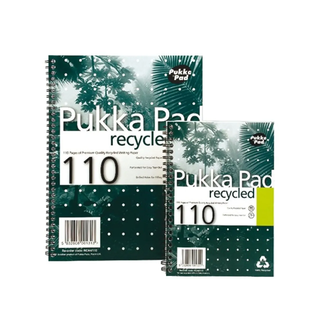 Pukka Pad A15572081 Újrahasznosított A4 110 oldalas vonalas spirálfüzet 80 g m2 perforált lapok Lefűzhető Zöld #1