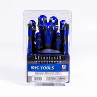Iris Tools DT-21-128 21 darabos csavarhúzó készlet, slotted és PH, precíziós, bit tartó, 10 db bit