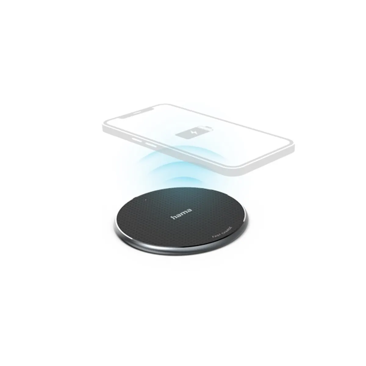 Hama 00201683 QI-FC10 10W vezeték nélküli töltő fekete LED jelzőfény univerzális kompatibilitás Micro USB #1