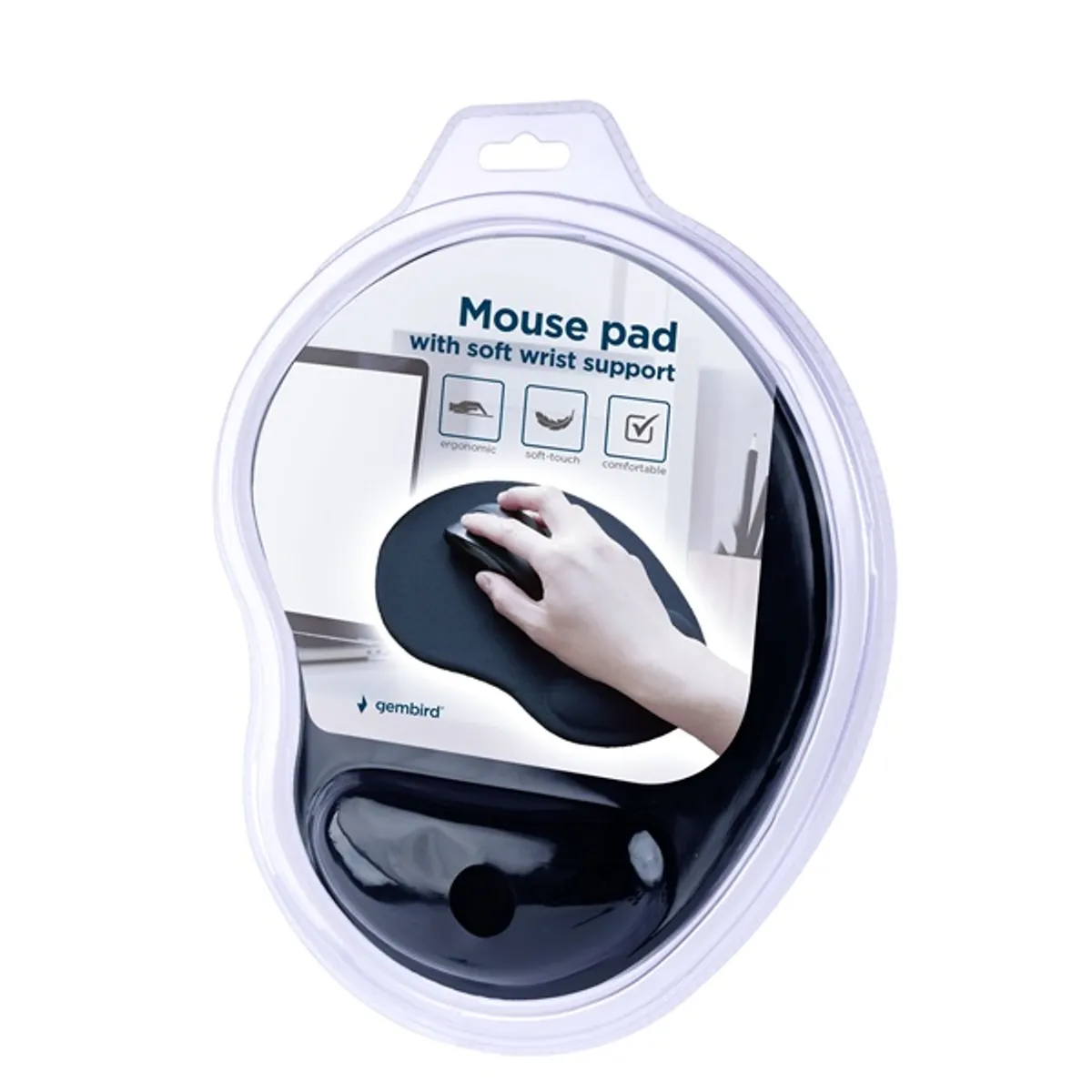 Gembird MP-ERGO-01 csuklótámaszos egérpad fekete szilikon csúszásmentes alj #2