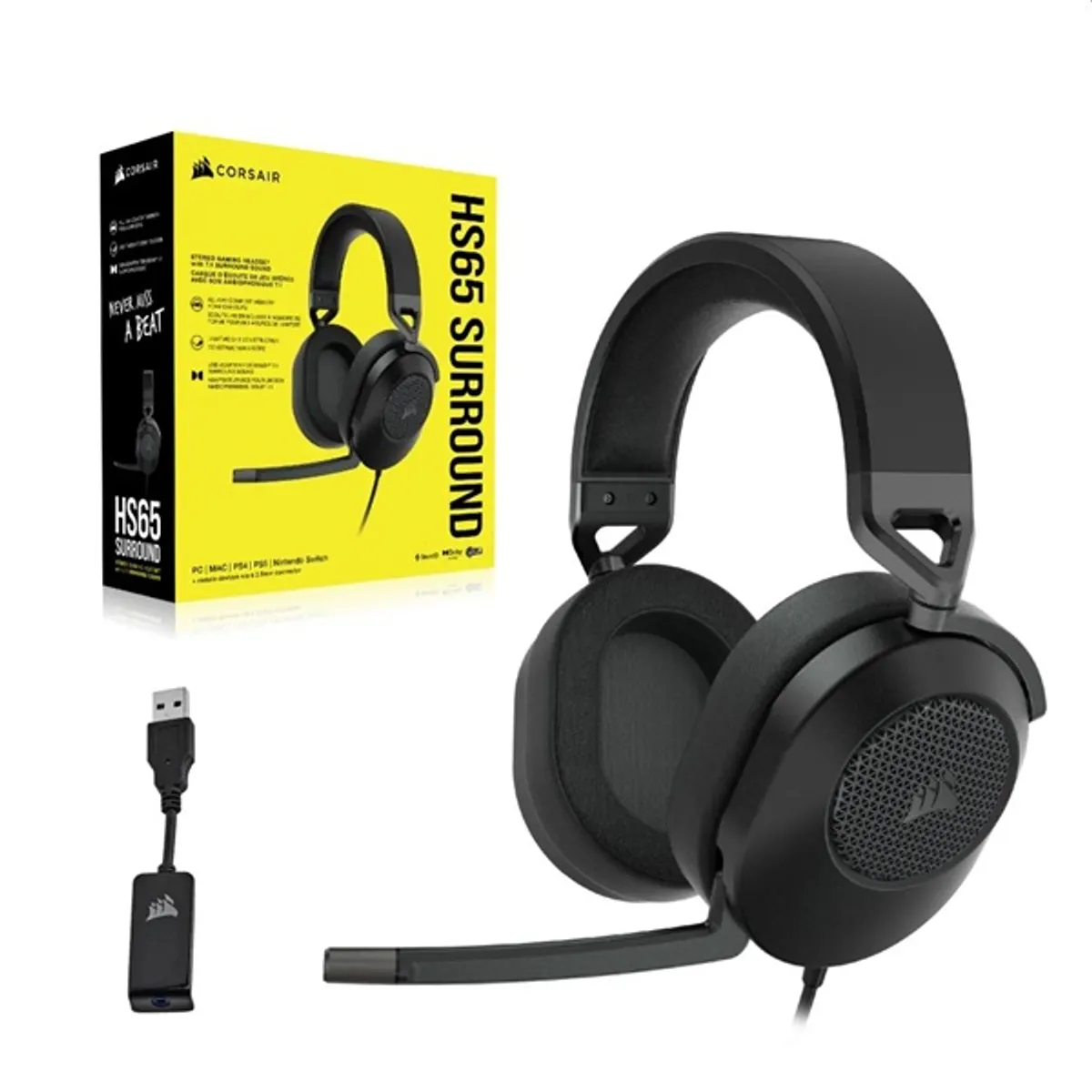 CORSAIR CA-9011270-EU HS65 Surround 50mm 32 ohm 20-20000 Hz 114 dB USB 3.5mm 1.8m balos mikrofon Dolby Audio 7.1 #5