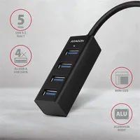 AXAGON HUE-M1A 4-portos USB hub USB 3.2 Gen 1 alumínium test 20 cm kábel #2