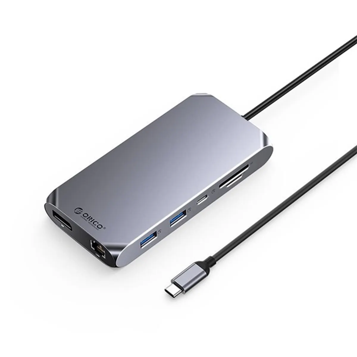 ORICO ORICO-XCR-X33-GY-BP 12in1 Type-C dokkoló USB-C HDMI 2.0 DP 1.4 4K60 RJ45 1G SD TF olvasó PD100W #1