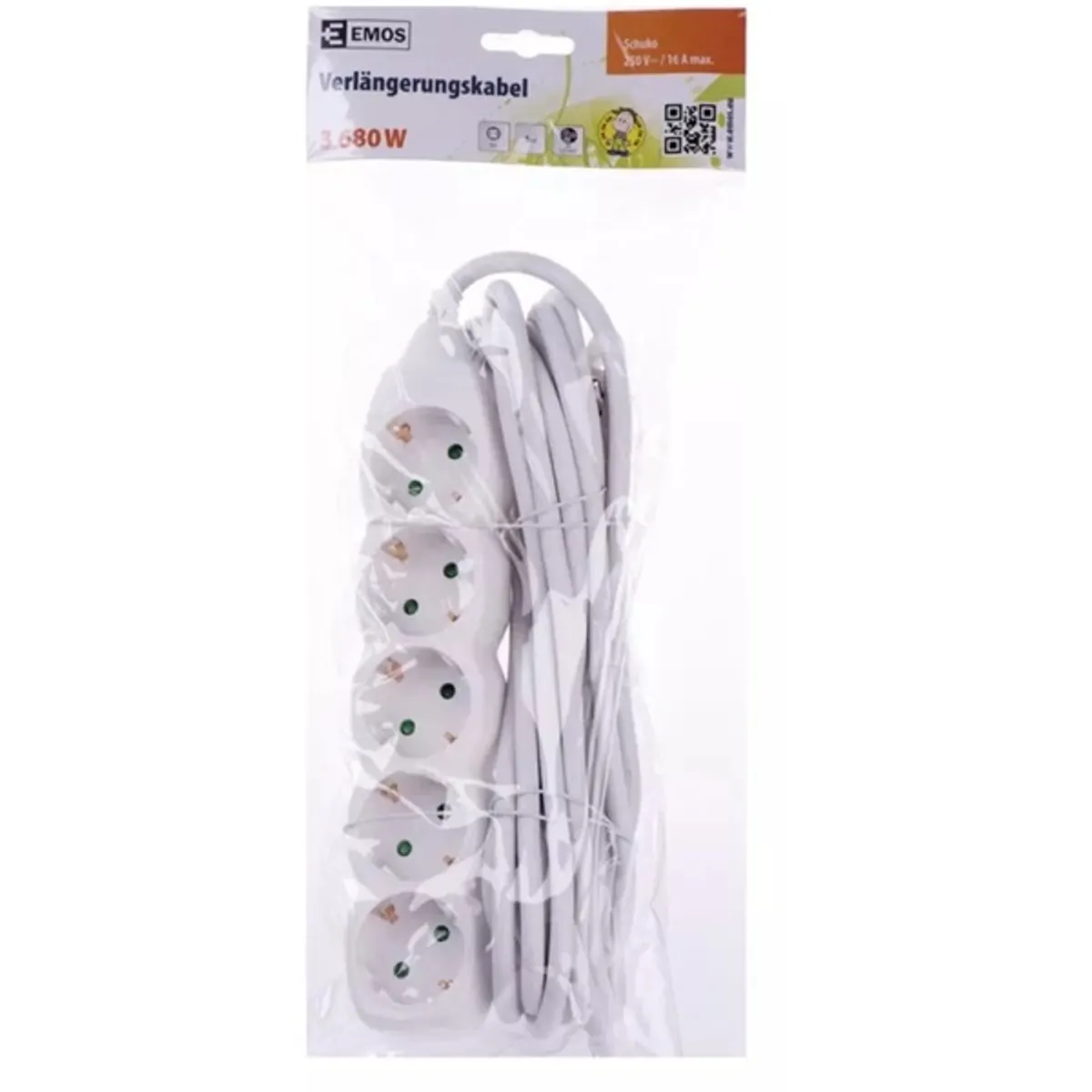 EMOS P1525R hálózati elosztó kapcsolóval 5 aljzat, 5 m, 1,5 mm2, fehér #2