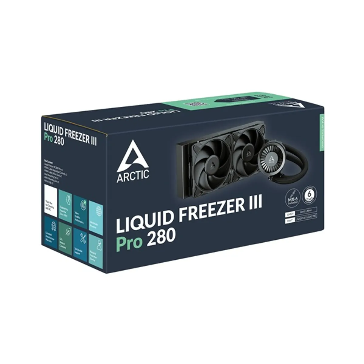 Arctic ACFRE00179A Liquid Freezer III Pro 280 fekete AM4 AM5 LGA1700 LGA1851 PWM 2x140 280 mm radiátor 450 mm cső #6