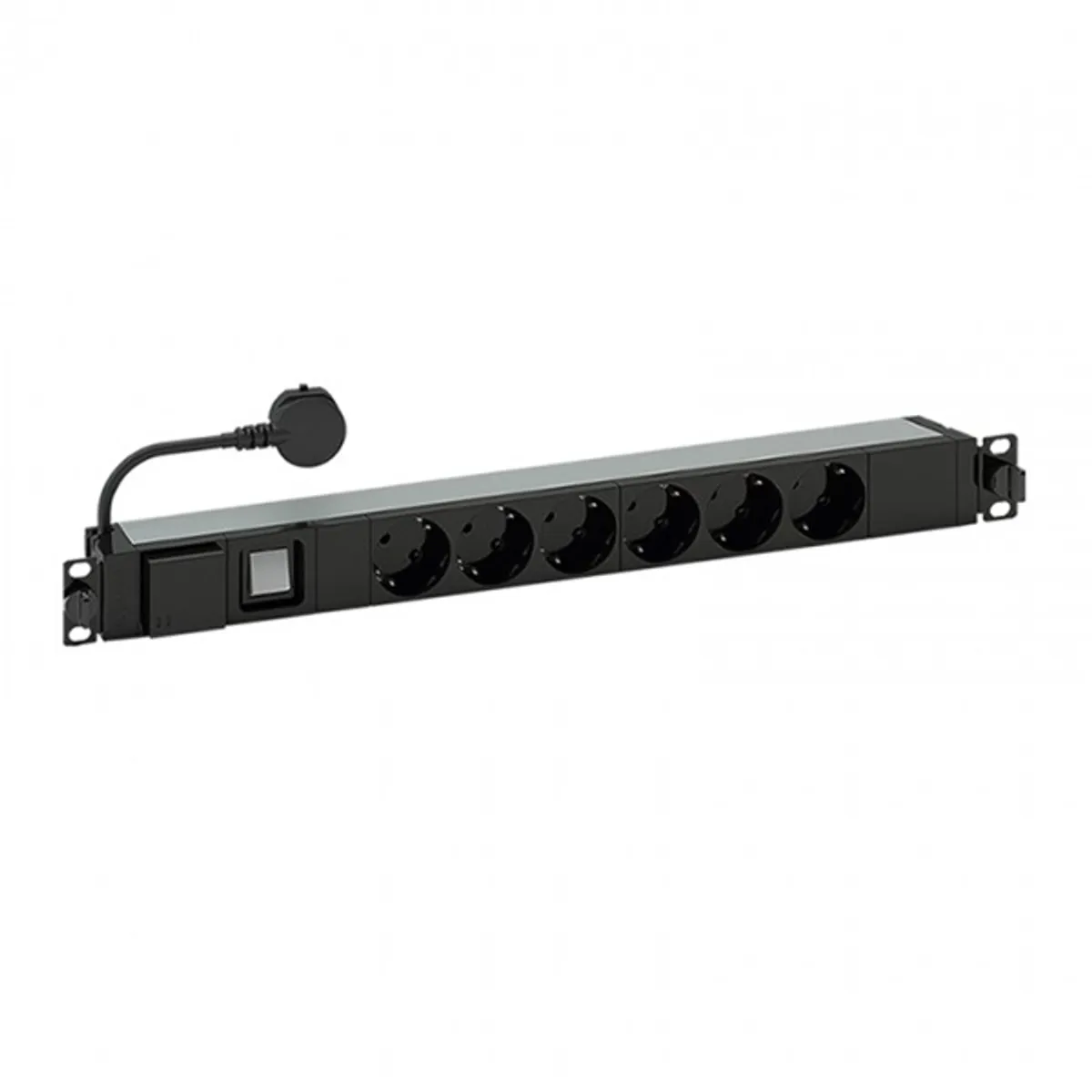 LEGRAND 646836 elosztó 19"1U túlfeszültség-védelemmel 6 aljzat 3m fekete Schuko CEE 7 #1