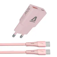 AVAX AVAX_CH6417 30W GaN töltő és 60W USB-C szilikon kábel csomag rózsaszín