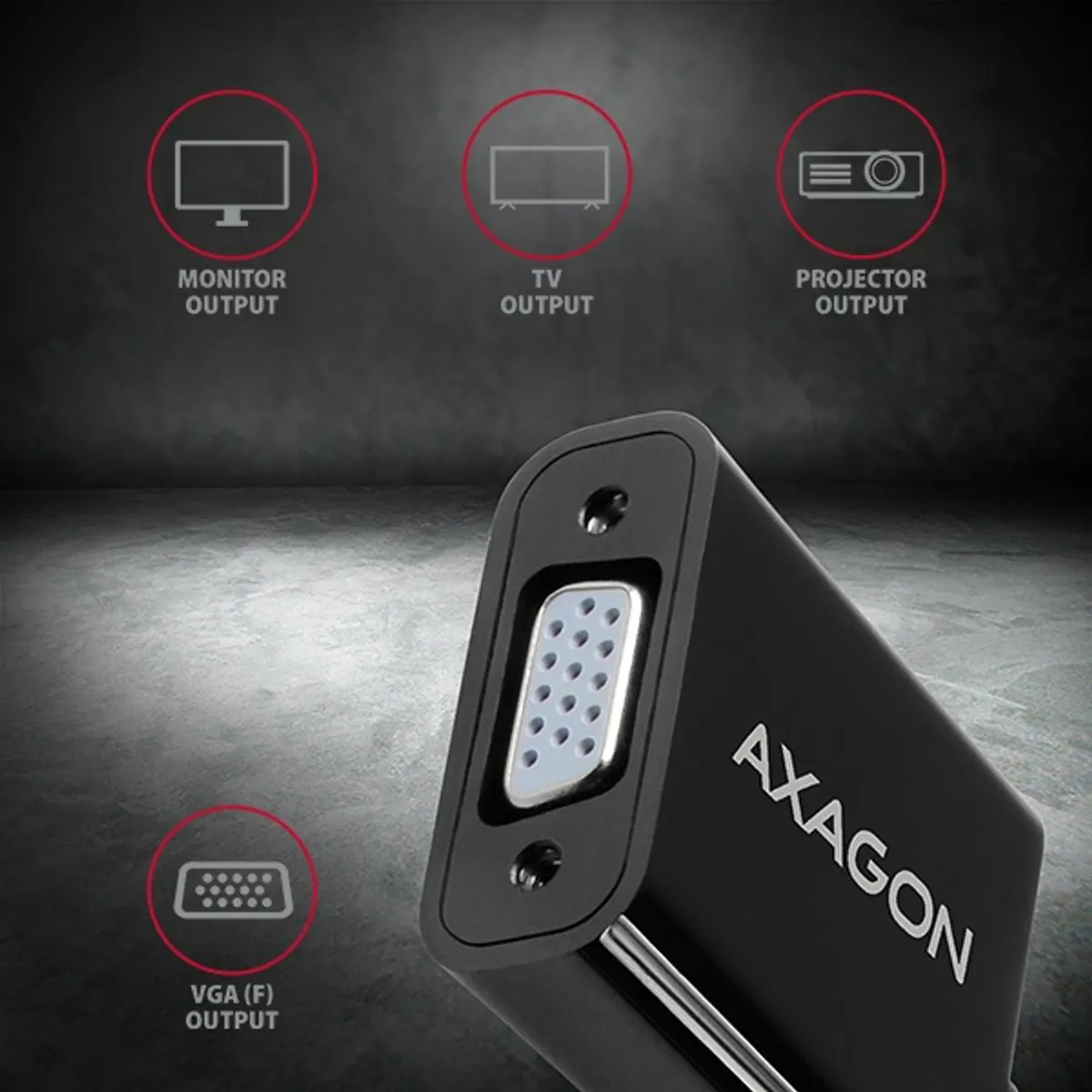 AXAGON RVD-VGN DisplayPort-VGA adapter 15 cm fekete #4