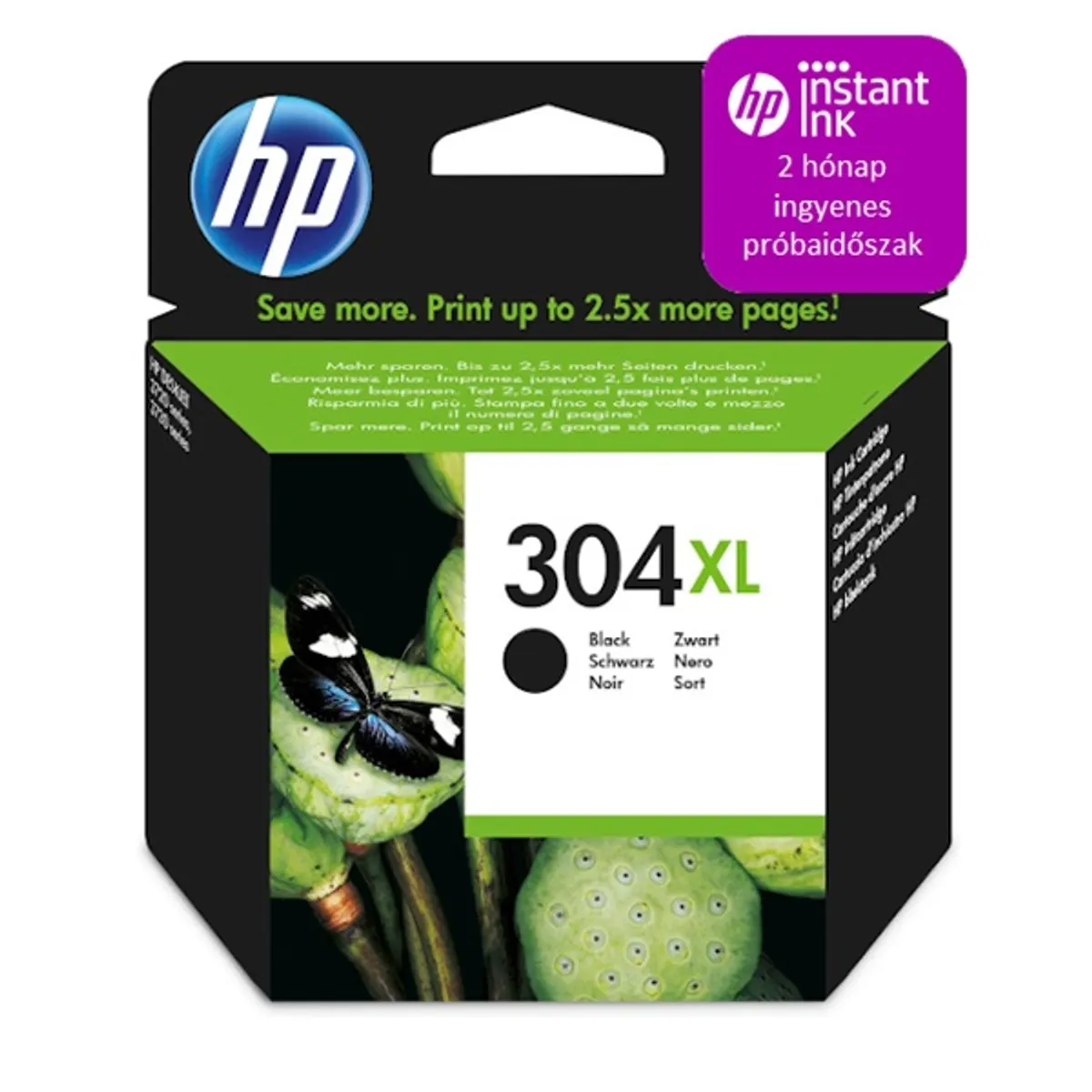 Hewlett Packard N9K08AE Tintapatron fekete 304XL #1