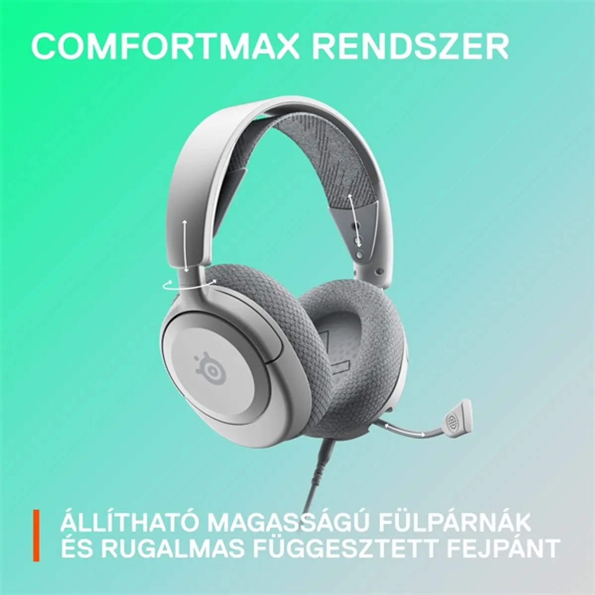 SteelSeries 61607 Arctis Nova 1 fehér 120 cm 3,5 mm pc mac konzol mobil zajcsökkentős mikrofon 40 mm 36 ohm 20-22000 Hz #10