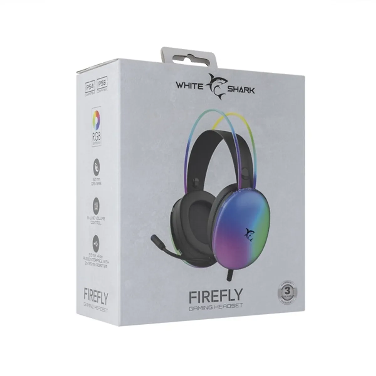 White Shark WS GH-2342B FIREFLY fekete 2.0 fejhallgató 50 mm USB 3,5 mm bal oldali mikrofon 210 cm frekvencia 20 - 20000 Hz impedancia 20 ohm 117 dB #8